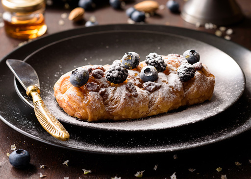 6239 Maple Pecan Plait with Fresh Blueberries and Honey
