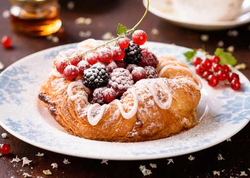 Schulstad Raspberry Crown Danish Topped with Fresh Seasonal Berries