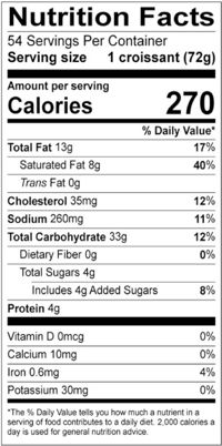 17911500 Schulstad Large All Butter Croissant Curved Nutrition Facts