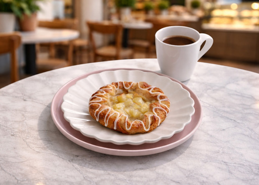 Schulstad Large Apple Crown Plated with Coffee on Cafe Table