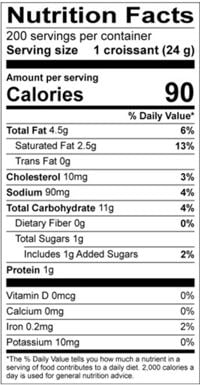 18901501 Schulstad Mini All Butter Straight Croissant Nutrition Facts