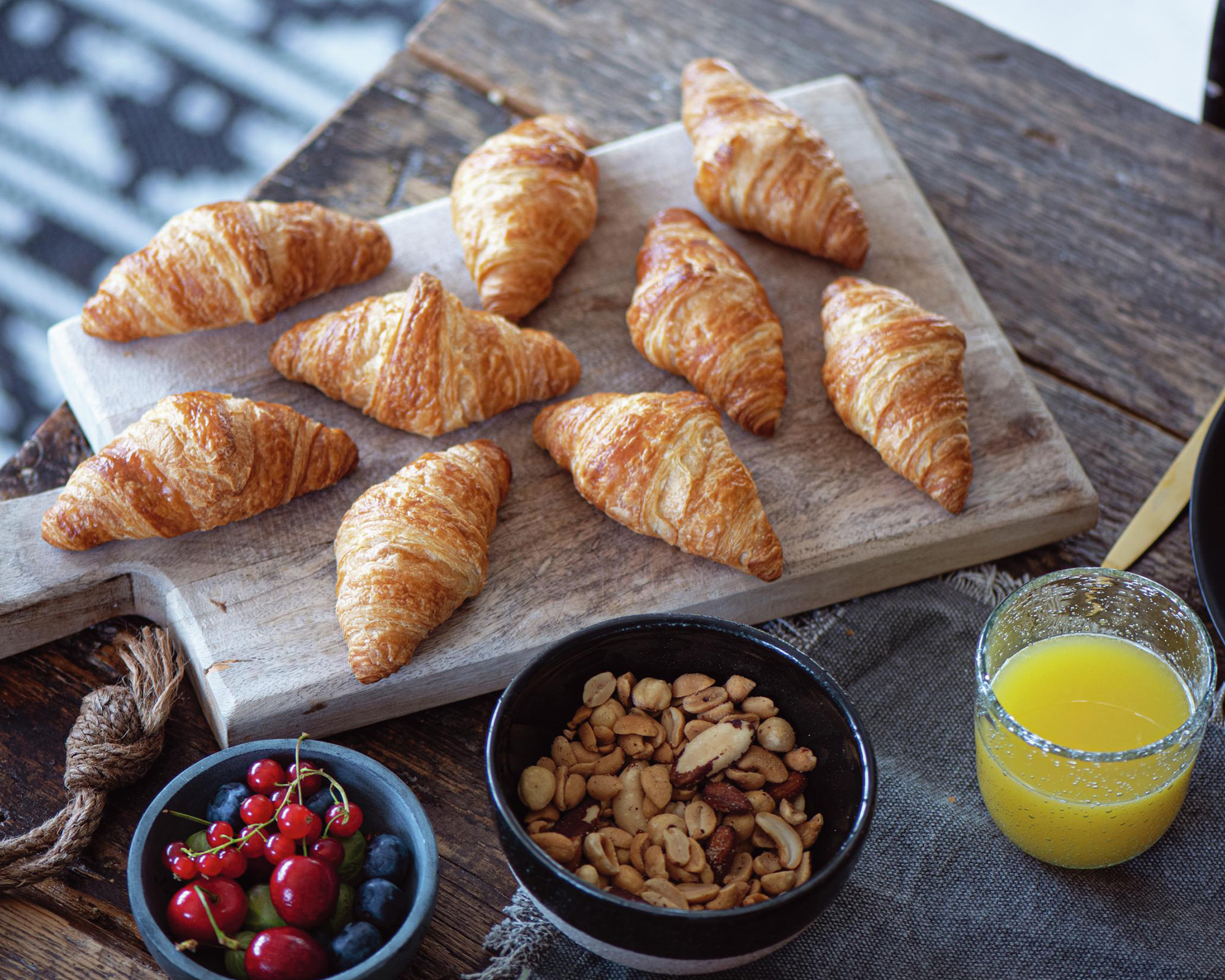 Schulstad All Butter Mini Croissants on Platter at Brunch Table