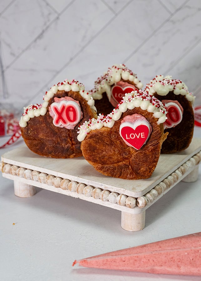 Heart Shaped All Butter Croissants Decorated for Valentine's Day - Schulstad Bakery Solutions
